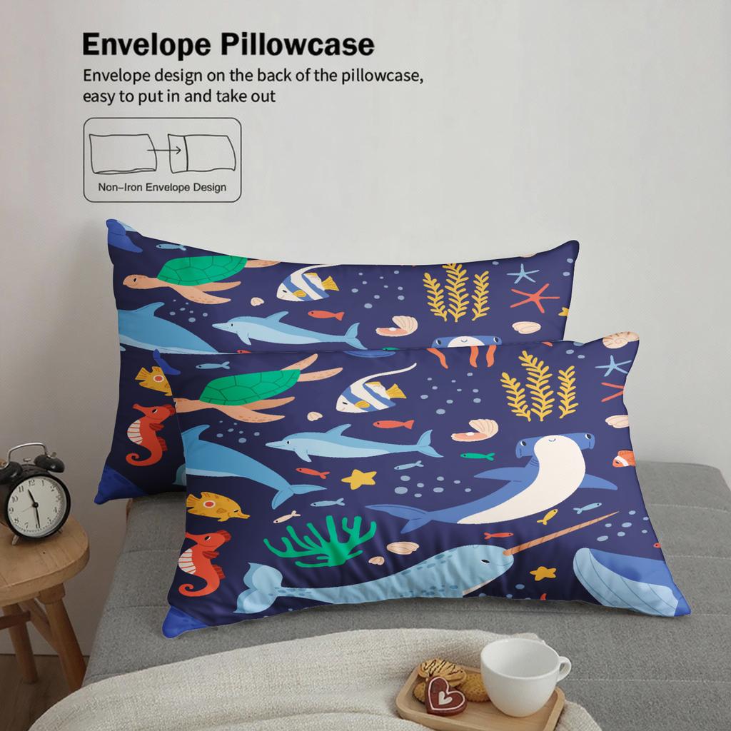 3Pcs Ocean Animals Bedding Sets 3D Printed Underwater Sea Life Twin Queen King Full Size Duvet Cover Sets With Pillowcases