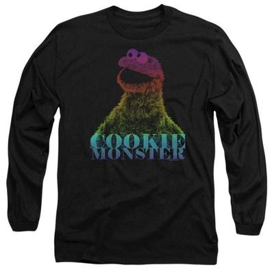 Sesame Street Unisex Adult Cookie Monster Halftone Heads Long-Sleeved T-Shirt