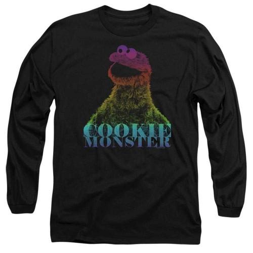 Sesame Street Unisex Adult Cookie Monster Halftone Heads Long-Sleeved T-Shirt
