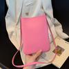 Korean Literary Small Shoulder Bag Casual Retro Solid Color Vertical Mobile Phone Bag Simple Soft Leather Shoulder Bag Wholesale