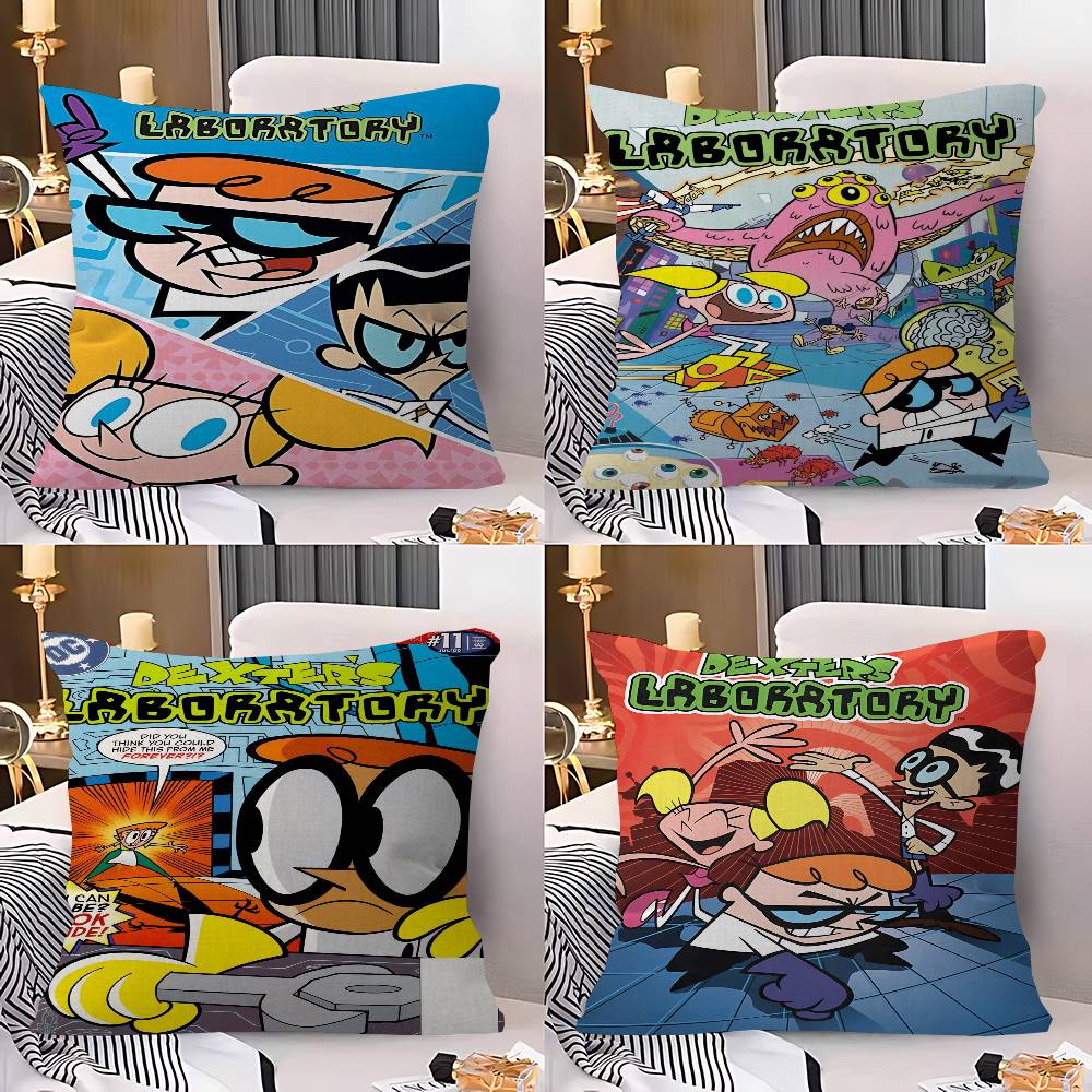 Kreslený D-Dexterova laboratoř Personalizovaný obrázek text domácí dekorativní polštáře Domácí dárky 45x45cm