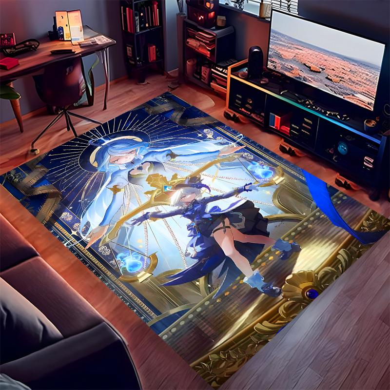 1 Stück Genshin Impact Furina Druck Teppich - Weiche, Waschbare Rutschfeste Indoor-Matte für Bürostühle, Wohnzimmer, Home Office Dekorteppich
