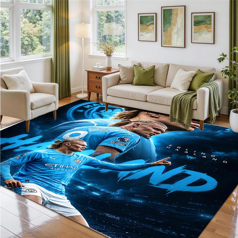 Erling Haaland Design Crystal Velvet Rug Soft Decorative Mat for Bedroom Entrance