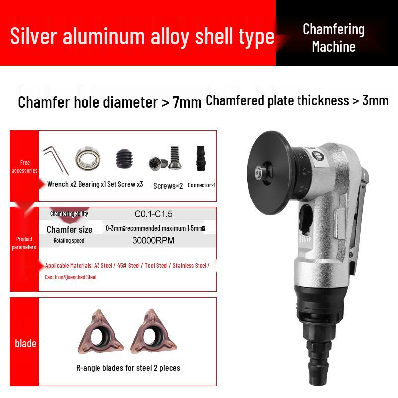 Compact Pneumatic Chamfering Tool - Handheld C & R Angle Deburrer for Woodworking Edge and Burr Removal