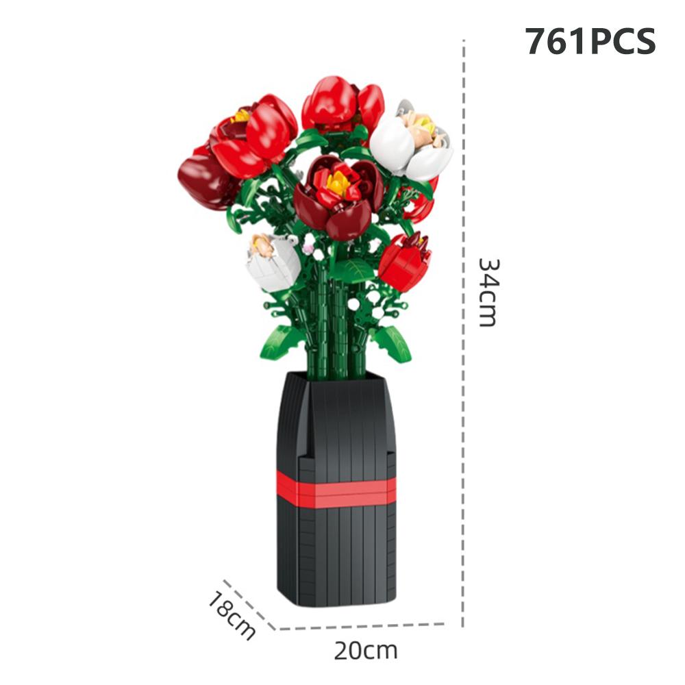 DIY Potted Succulent, Flower Bouquet Building Block Toy Creative Greenery Decoration, Stand Perfect As Children's Holiday Gift