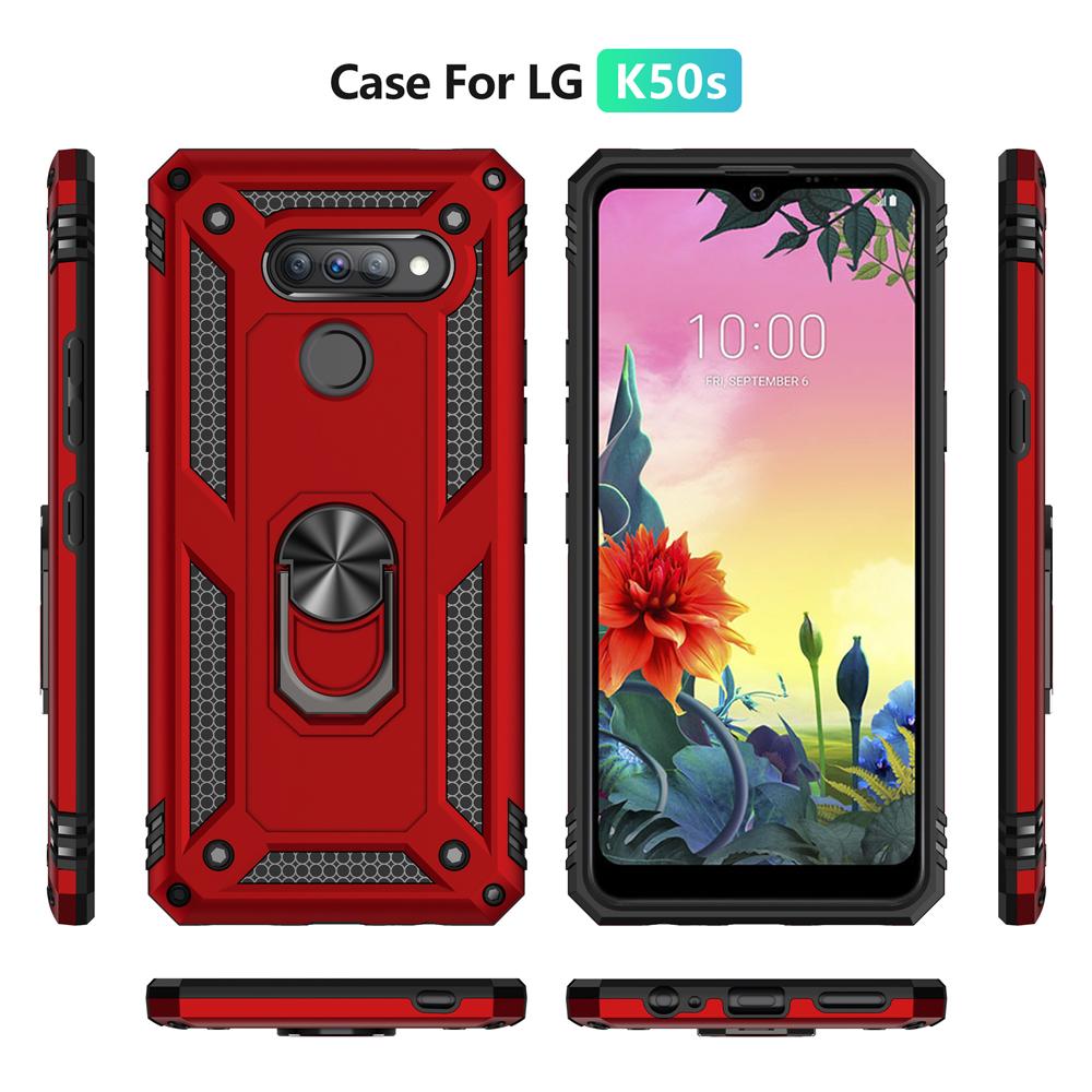 6.5'' Luxury Ring Holder Stand Protective Shell for LG K50 S lgk50s K50S Case Armor Rugged Fundas Bumper Shockproof Cover