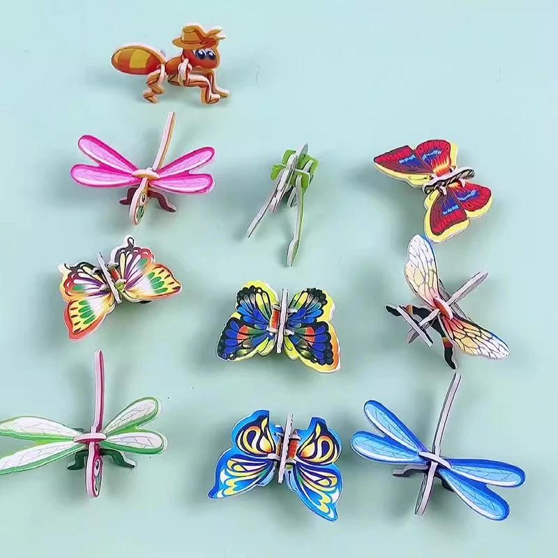 10 Pc /pack 3D Insect Puzzle DIY Dinosaur Tank Handmade Puzzle Children's Toys Kindergarten Gift Kids Present