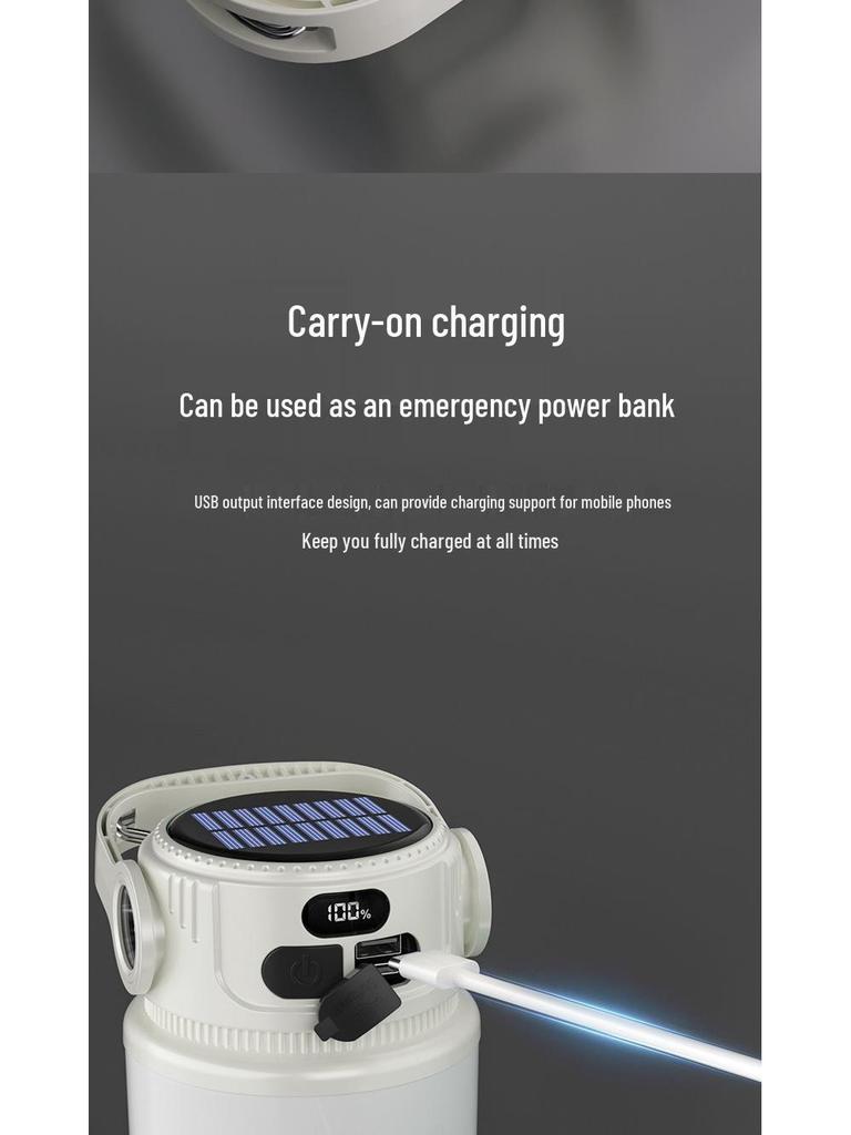 Solar-Powered Multifunctional Camping Light with USB Charging & Remote Control for Outdoor Use