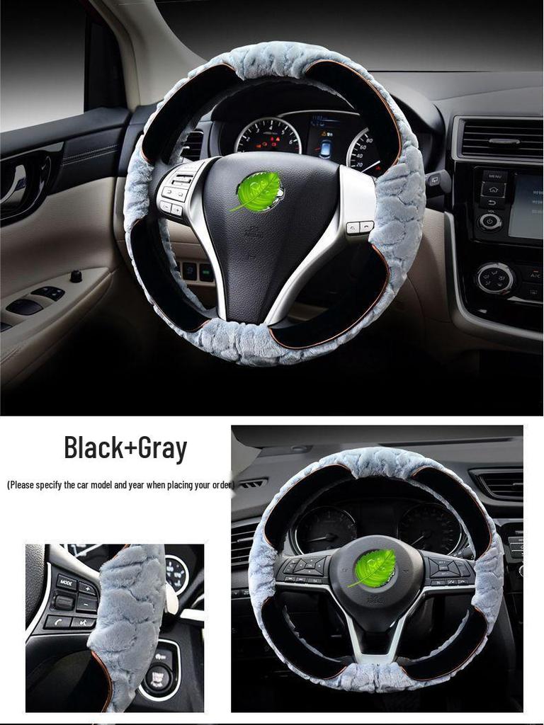 Winter Plush Steering Wheel Cover for Nissan: Sylphy, X-Trail, Qashqai, Kicks, Teana, Bluebird, Tiida