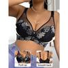 Plus Size Ultra Thin Lace Embroidery Women Bra With Non Removable Chest Pad