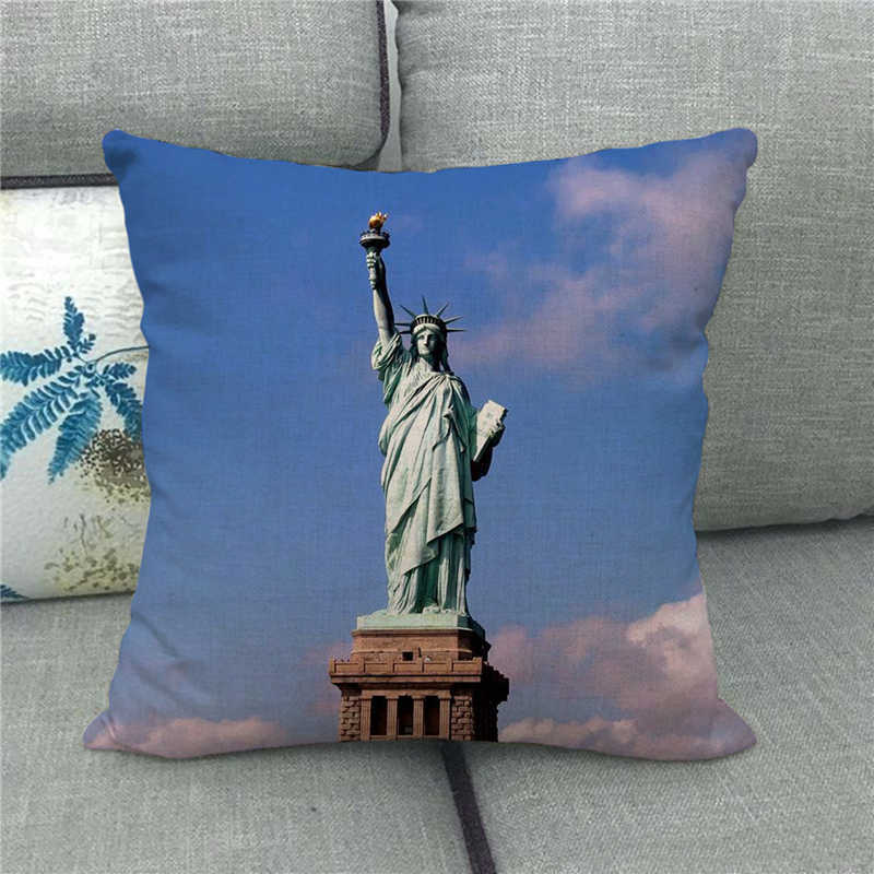 The Statue Of Liberty (Independent And Free) Digital Printing Short Plush Pillow Covers For Sofa Office Cushion Cover Home Goods