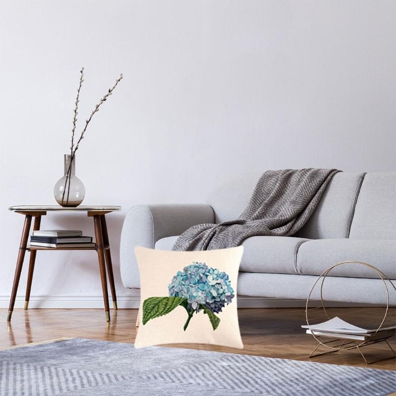 Stylishs Flower Cushions Cover Hydrangea Throw Pillow Cover Linen Material