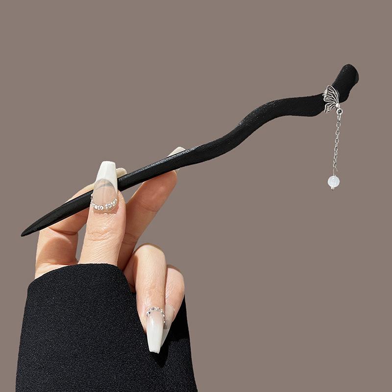 Elegant Retro Tassel Hairpin for Hanfu Updo - Women's Chinese Style Metal Hair Clip