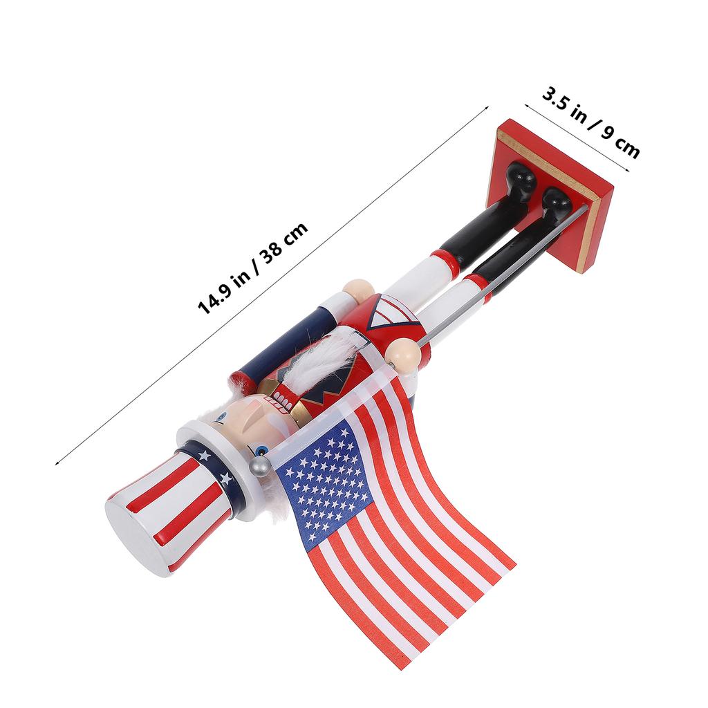 Nutcracker Soldier Statue 38cm Wooden Usa Flag American Nutcracker Traditional Christmas Decor for Shelves Tables Centerpiece