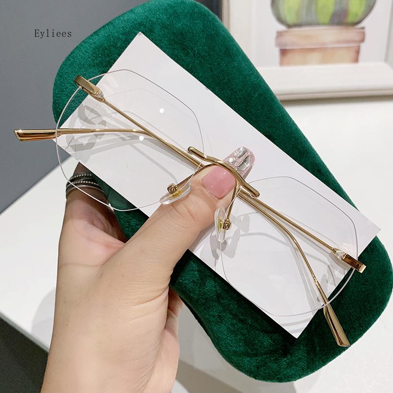 Classic Anti Blue-ray Metal Rimless Frame Glasses Unisex Optical Glasses Ultralight Myopia Glasses Diopter 0 To -4.0 Eyewear