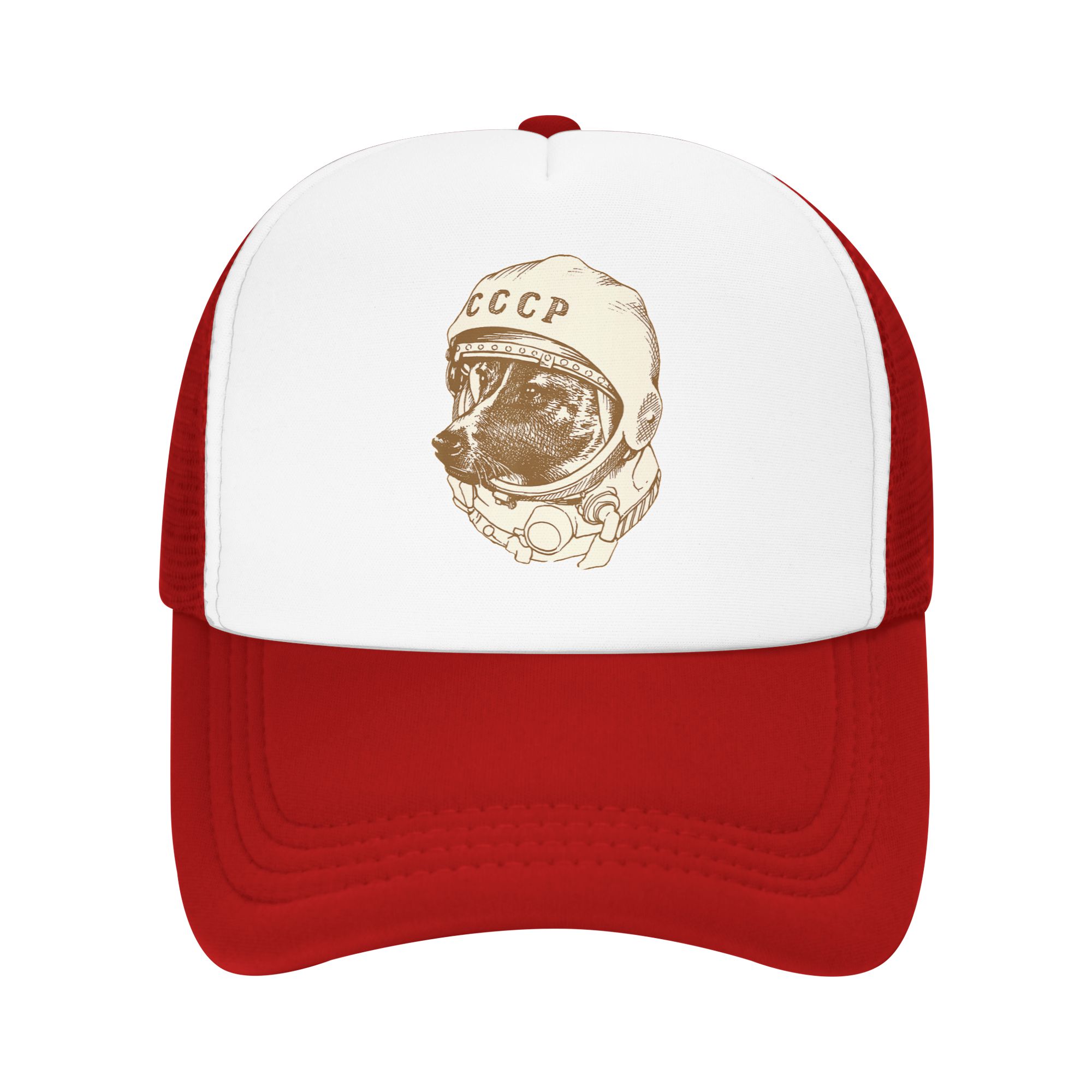 Laika Dog Sputnik Space Dog Space Travel USSR CCCP Mesh Baseball Cap Adult Trucker Hat Dad Hat Breathable Summer Trucker Hats One Size