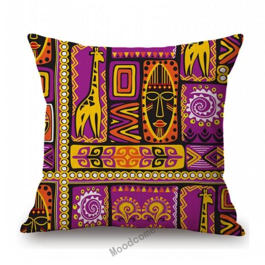 Colorful Ethnic Design Pattern Africa Hieroglyph Totem Symbol Geometric Art Home Decoration Sofa Pillow Case Linen Cushion Cover