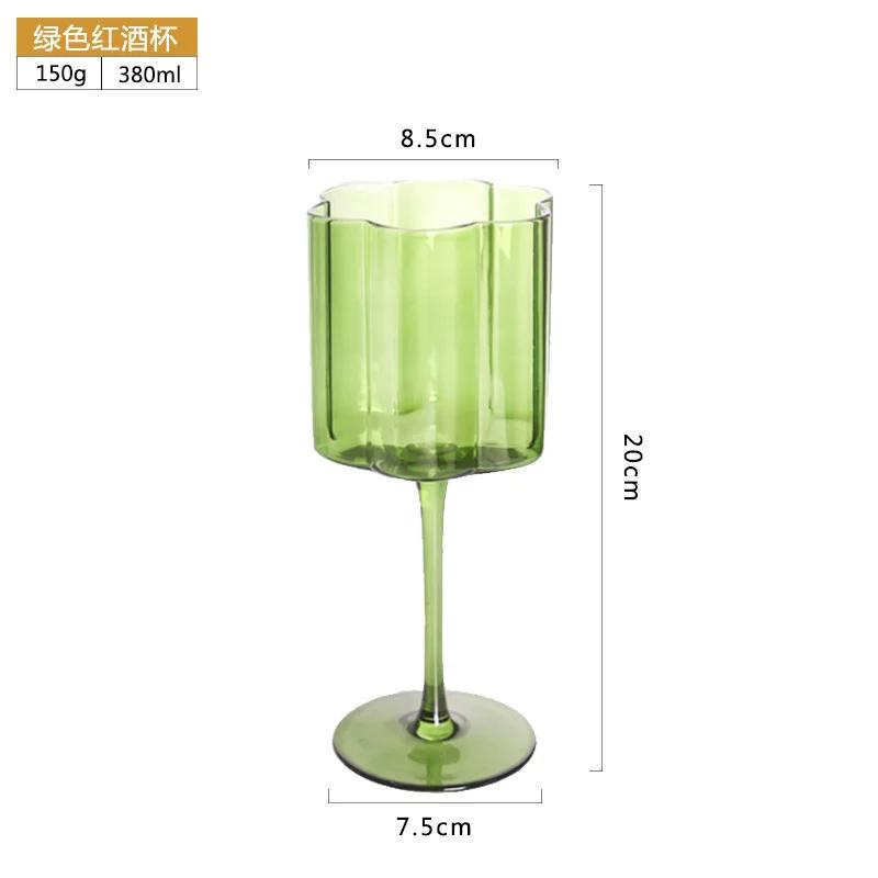 Multicol Crystal Glass Cocktail Goblet Transparent Champagne Cup Creative Light Luxury Retro Petal Wine Glasse Colorful Wine Cup