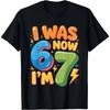 7th Birthday Boys and Girls Children T-shirt | "I Am 6 Years Old, Now 7 Years Old" 67 Print Comfortable Round Neck Casual Top