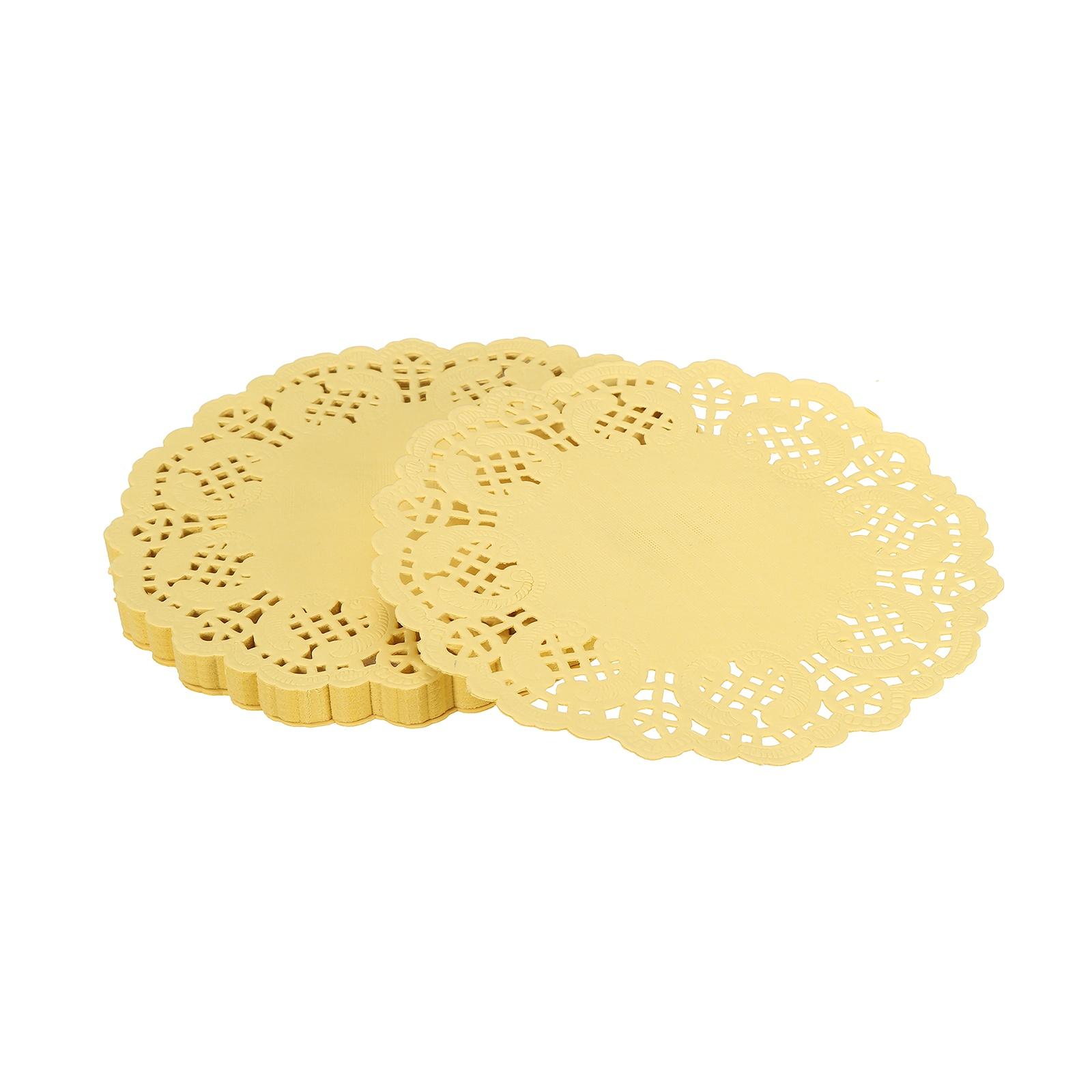 50/100/150pcs Paper Doilies Paper Lace Doilies Disposable Round Modern Decorative Placemats Bulk Fit for Cakes Desserts 3.5 Inch&50pcs жёлтый