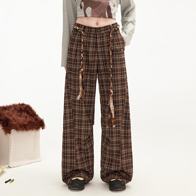 UNIFREE Women's Plaid Loose Fit Cargo Pants