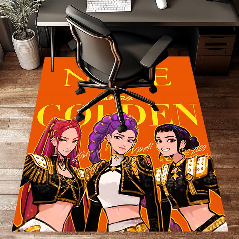 Custom KPop Demon Hunters Mat Personalized Name, Polyester Washable Indoor Entryway Rug, Gift for Christmas, Easter, Thanksgiving Day