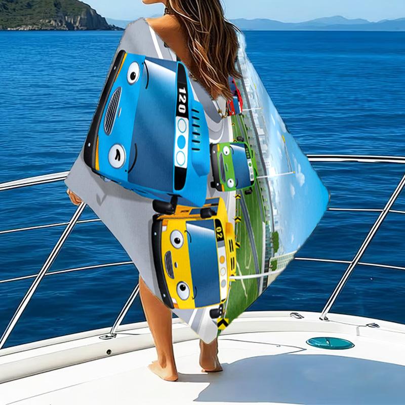 Abenteuer mit Mateo dem kleinen Bus Mikrofaser Strandtuch, Leicht und Schnelltrocknend, für Sommerreisen, Strand-Essential, Schwimmbad Outdoor