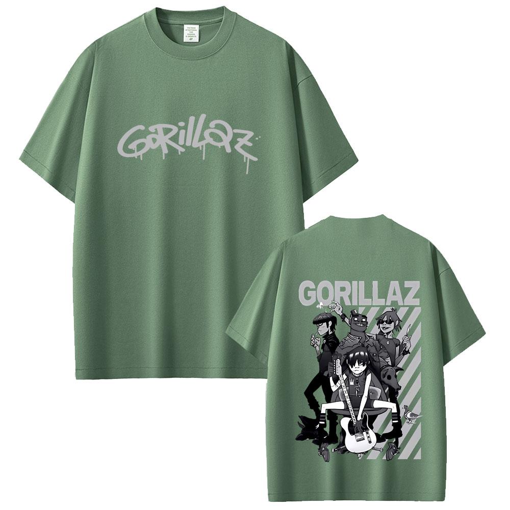 Limited Rock Band Gorillaz Print Tshirt Men Women Hip Hop Gothic Oversized Streetwear Mens Casual Vintage Short Sleeve Tshirt