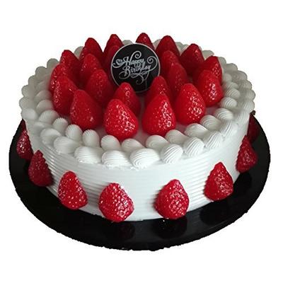 [jiroo] Whole Cake with Strawberries and Fresh Cream, Whole Cake, Decorated Cake Display, Lifelike Food Sample, 25cm
