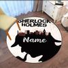 Custom Name Sherlock Holmes Printed Round Rug Carpet Chair Rug Area Rug Entryway Doormats,for Office Chair Living Room Bedroom Kitchen Room.