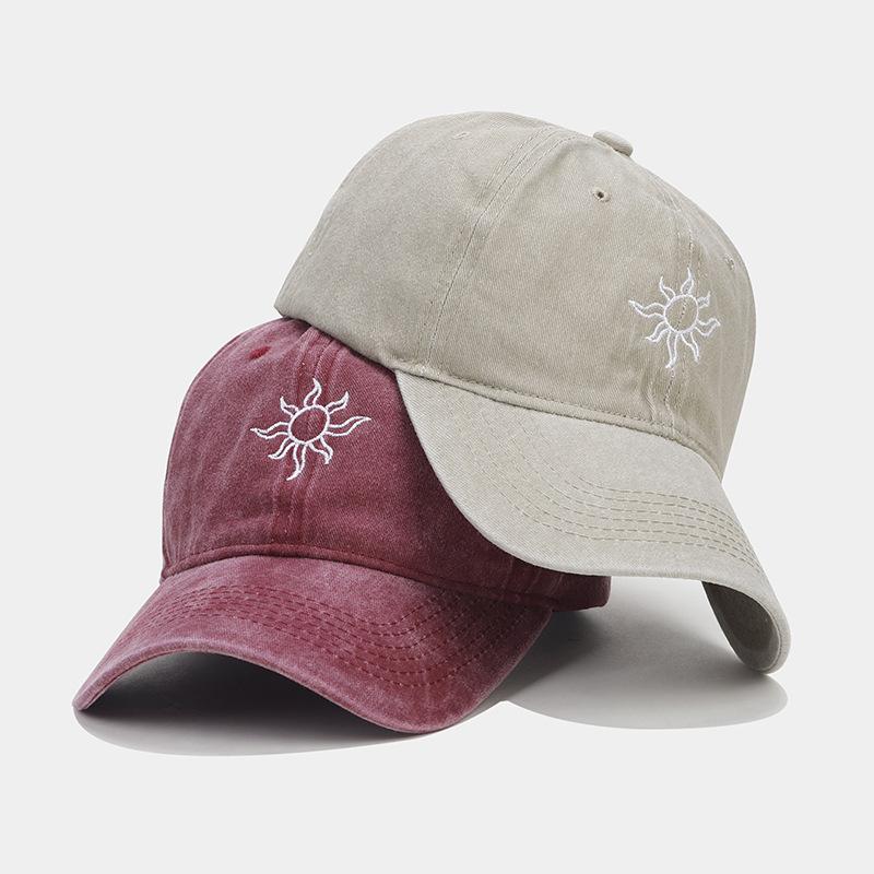 Neue gewaschene Retro-Mode Sonnenstickerei Baseballkappe Damen Outdoor vielseitiger Sonnenhut Herren Freizeitkappe