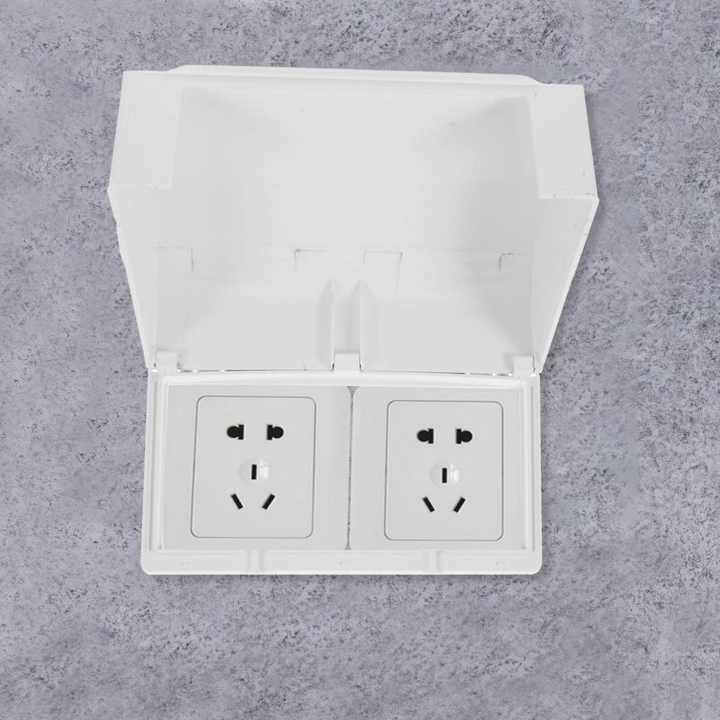 JECOMPRIS Large 2-Row Waterproof Outlet Cover, Switch Protector, 86-inch Wall Switch Socket, Waterproof Cover Box, Clear (White)