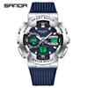 SANDA 3365 Hot Sale Fashion Men's Digital Analog Watch TPU Strap Waterproof Sporty Outdoor Male Wristwatch Gift Male Clock