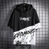 Sommer Männer T Shirt Casual Kurzarm Mit Kapuze Männliche Mode Trend Kurze T-Shirt Hip -Hop Lose Gedruckt T-shirts streetwear