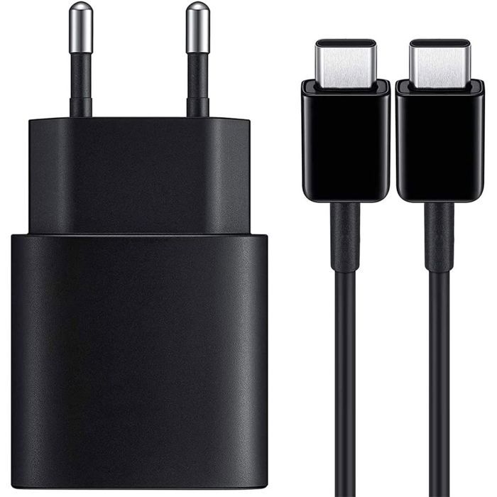 Chargeur 25W Type-C + Câble Type-C pour Samsung A15 A16 A17 A22 A36 A37 A53 A55 A56 A57 - Noir