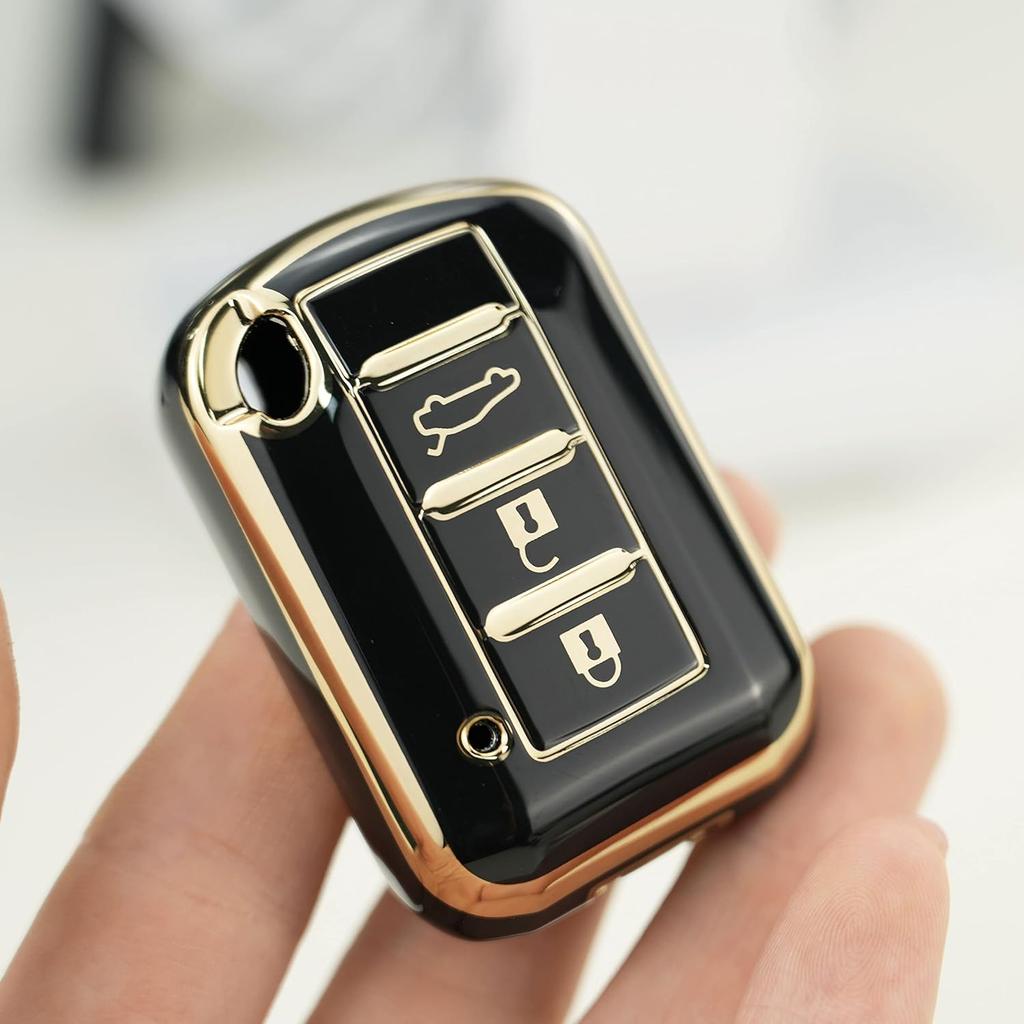 HIBEYO Key Fob Cover For Mitsubishi Eclipse Cross Outlander Sport Mirage G4 Lancer 2016- Key Case Cover For Mitsubishi Accessories With Keycha Smart