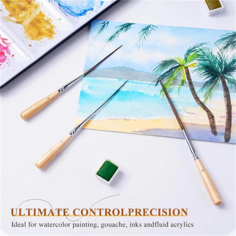 Professional Detail Paint Brush with Long Tip for Watercolor Oil Acrylic Gouache Painting Illustrations Model Figurine