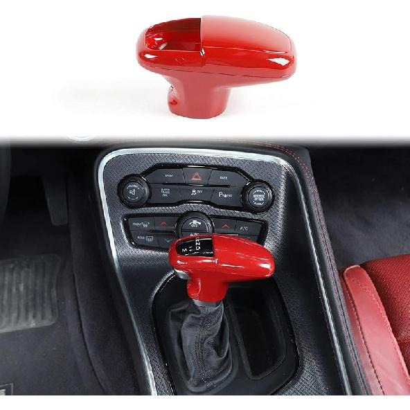 Voodonala For Challenger Charger ABS Carbon Fiber Gear Shift Shifter Knobs Cover Trim For 2015-2025+ Dodge Challenger Charger 2018-2025+ Durango