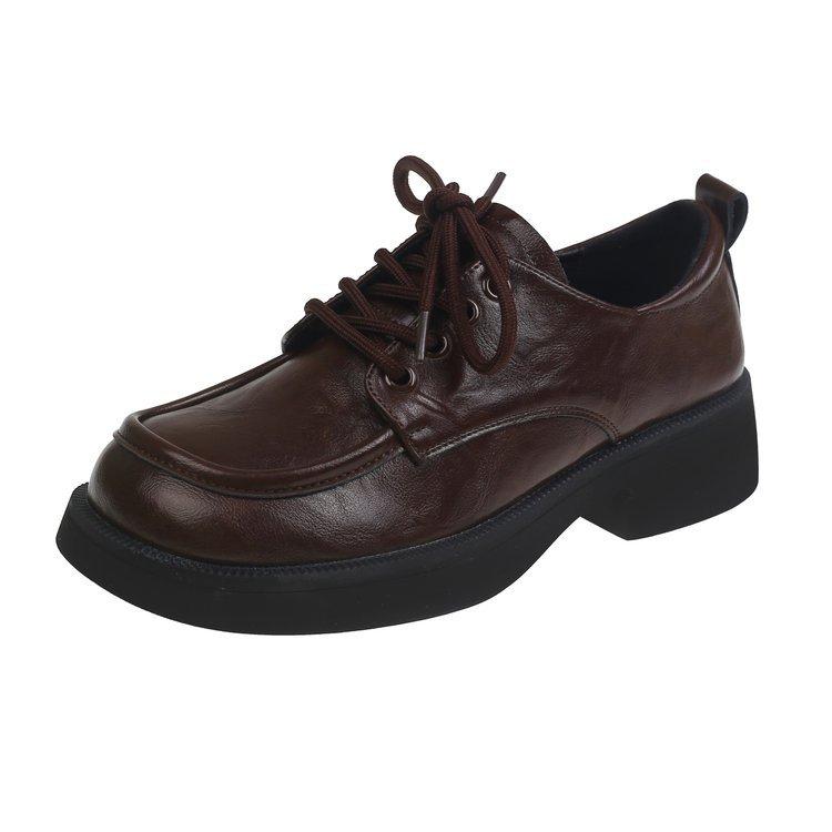 Leather platform British style lace-up small leather shoes women's shoes autumn 2025 new loafers college style shoes