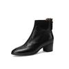 Fashion New Autumn Genuine Leather Women Boots Fashion Round Toe Boots for Women Short Boots Botines Mujer Chunky Heels Black Brown
