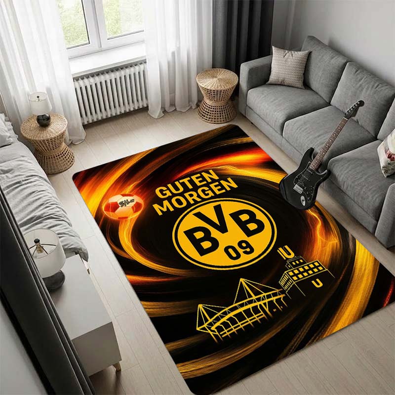 Borussia Dortmund BVB Match Print Area Rug Non Slip Floor Carpet Living Room Game Room Home Decor Football Fan Gift