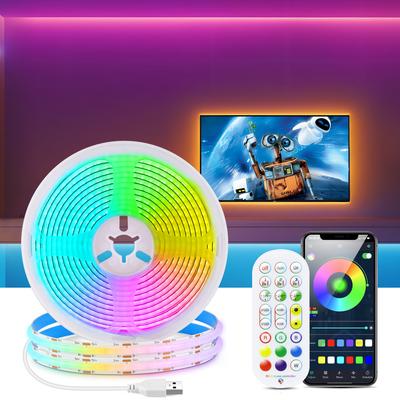 USB LED-ljusremsa RGB COB Bluetooth APP-styrning FCOB Flexibel RA90 Cob LED-remsa Luces LED-belysning Musiksynkronisering för fest PC