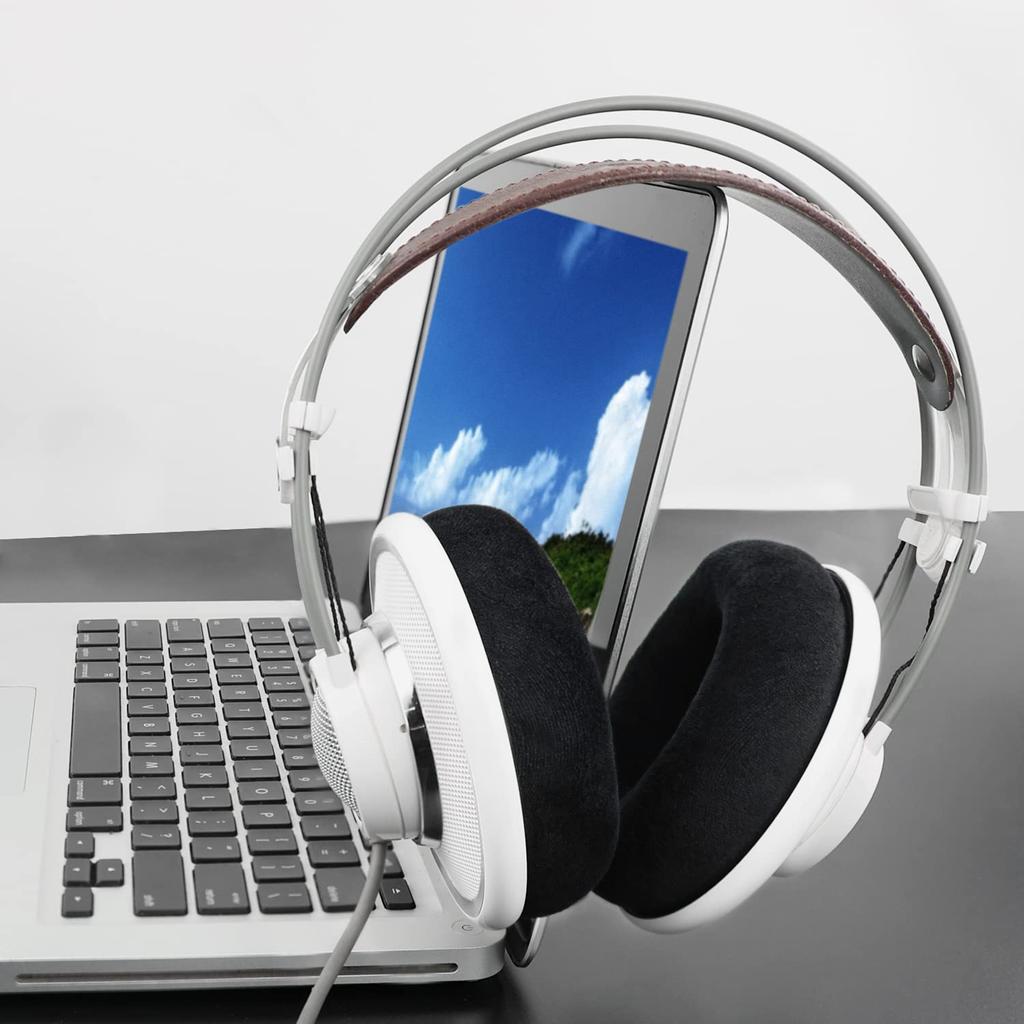 SOULWIT Replacement Ear Pads/Cushions for AKG K701, K702, Q701, Q702, K601, K612, and K712 Headphones, Soft Velour Headset Compatible, Black