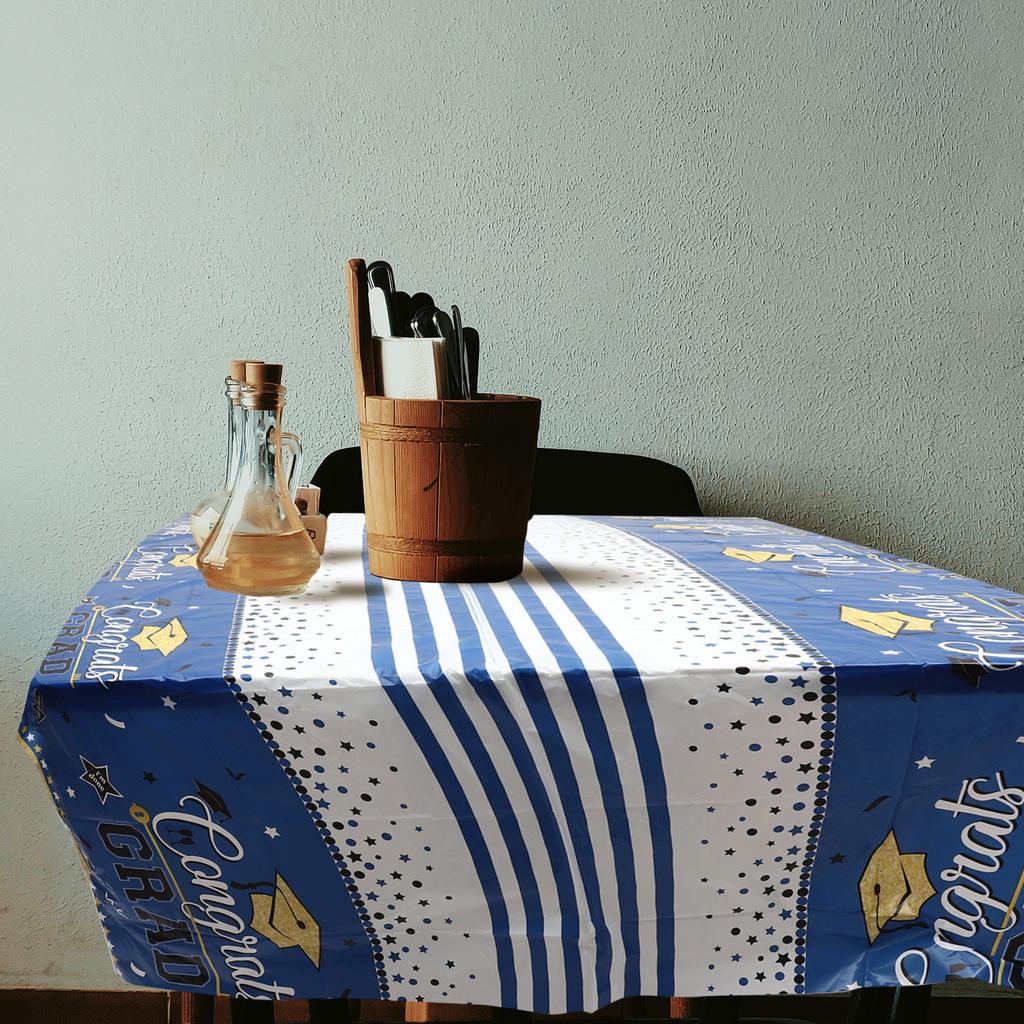Graduation Season Tablecloth Pe Material Easy Clean Graduation Party Dinner Table Cover Congrats Grad Style for Home Hotel
