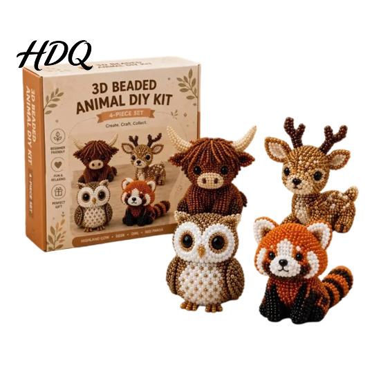 3D Beaded Animal DIY Kit Tiny Kit Beading with Instructions Handmade Colorful Bead Jewelry Cute Craft Set for Adults Beginners Teens Creative Arts