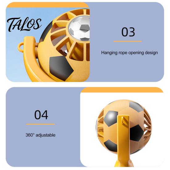 Talos Soccer Neck Fan, Portable Mini Handheld Fan with Lanyard, Football Shape Cooling for Outdoor Sports, Gift