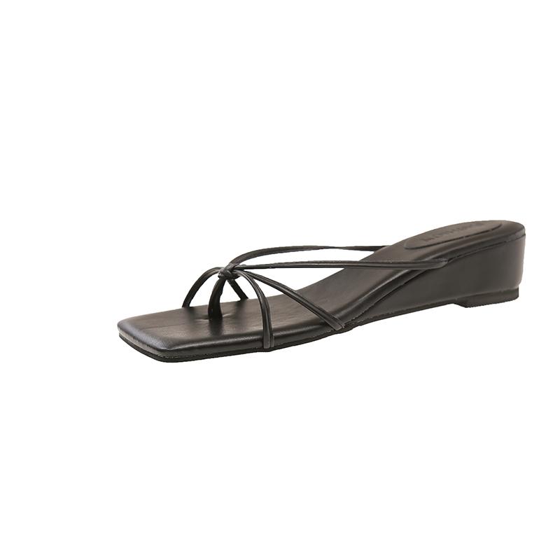 Fashion Summer Clip Toe Narrow Band Women Slippers Fashion Wedges Heel Slide Ladies Casual Gladiator Beach Flip Flop