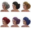 Fashion Faux Pearl Decor Big Flower Women Elastic Hat Soft Head Wrap Cap Gifts
