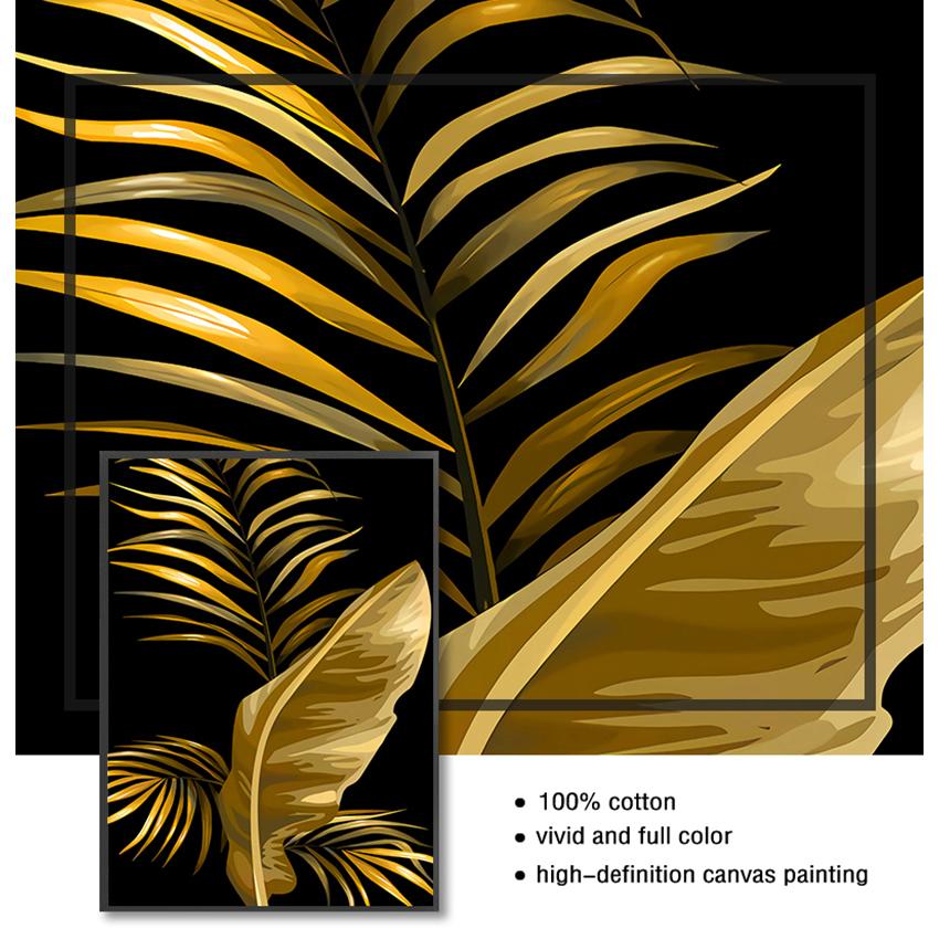 Nordic Canvas Painting Wall Art Tropical Leaves Posters and Prints for Living Room Decor Gold Plant Picture Home Decor Wholesale