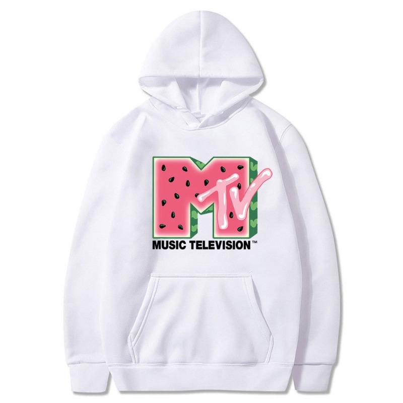 MTV Music Television Watermelon Potlač Mikiny s kapucňou Módna mikina Hip Hop Ležérne Unisex Jesenné Zimné Flísové Topy Sudaderas